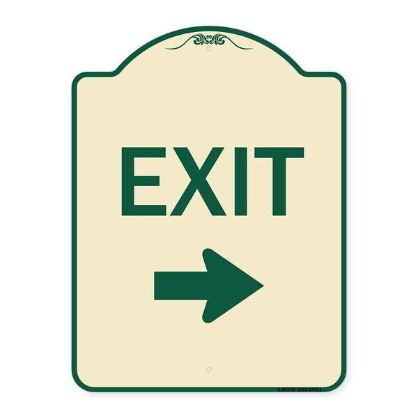 Parking Lot Exit Right Arrow Heavy-Gauge Aluminum Architectural Sign, 18" L, 24" H, TG-1824-23421